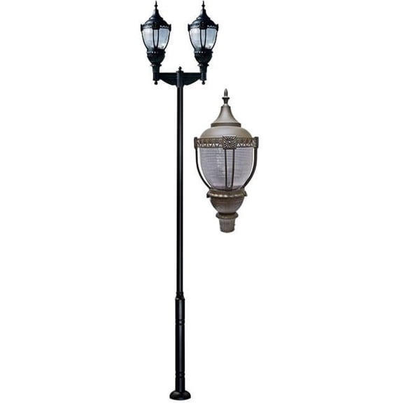 Dabmar Lighting GM9102-L160-40K-BZ 120V-277V E39 2X LED 80W 40K Cast Aluminium 1 Post Top Light Fixture Pole Plus Base, Bronze