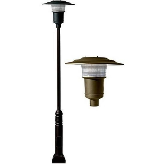 Dabmar Lighting GM6551-L20-30K-BZ 120V-277V G24 LED 20W 30K Cast Aluminium 1 Post Top Light Fixture Pole Plus Base, Bronze