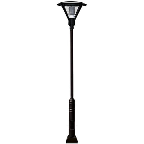 Dabmar Lighting GM9501-B 120V E26 Cast Aluminium 1 Post Top Light Fixture Pole Plus Base, Black