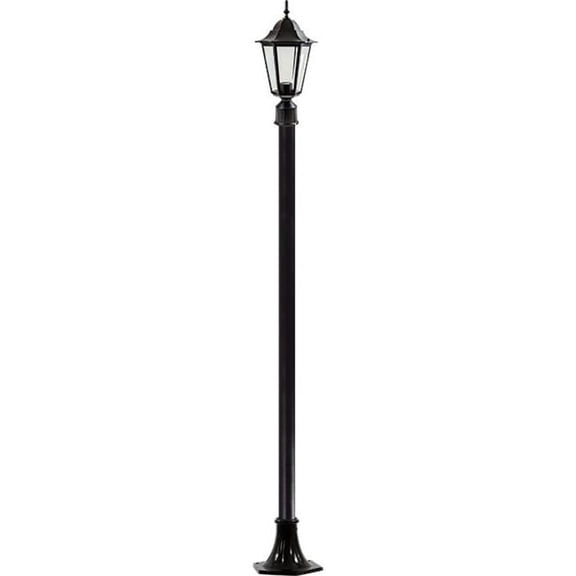 Dabmar Lighting GM1321S-B 120V E26 Cast Aluminium 1 Post Top Light Fixture Pole Plus Base, Black