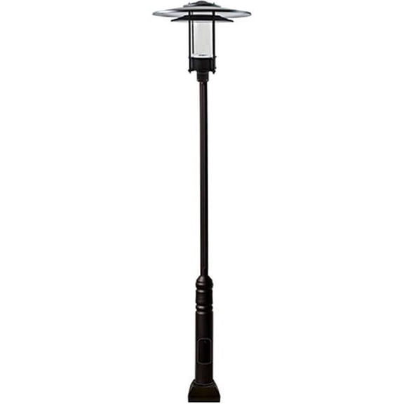 Dabmar Lighting GM5101-B 120V E26 Cast Aluminium 1 Post Top Light Fixture Pole Plus Base, Black
