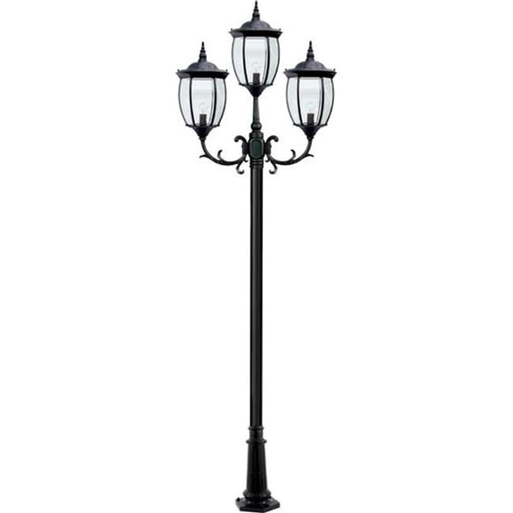Dabmar Lighting GM1023-L27-40K-B 120V GU24 3X LED 9W 40K Cast Aluminium 3 Post Top Light Fixture Pole Plus Base, Black