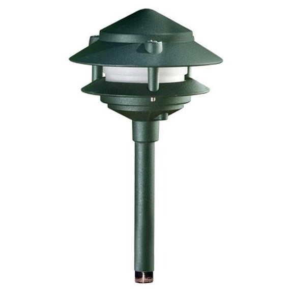 Dabmar Lighting  12V 2-Pin Powder Coated 2-Tier Cast Aluminum Pagoda Light - 3 in. Base & 10 in. Top, Green