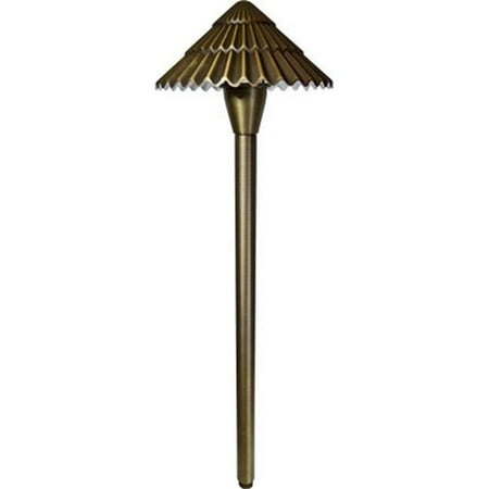 Dabmar Lighting 12V G4 LED 3W RGBW Cast Brass Ribbed Path Light, Weathered Brass