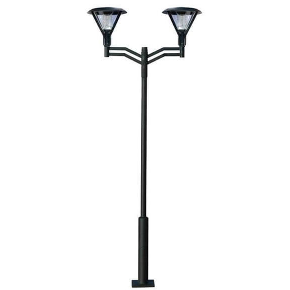 Dabmar Lighting GM9502-L60-65K-B 85V-265V E26 2X LED 30W 65K Cast Aluminium 2 Post Top Light Fixture Pole Plus Base, Black