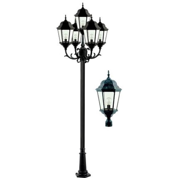 Dabmar Lighting GM2355-L150-65K-VG 85V-265V E26 5X LED 30W 65K Cast Aluminium 5 Post Top Light Fixture Pole Plus Base, Verde Green