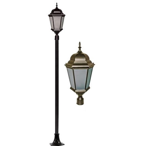 Dabmar Lighting GM2351-L30-65K-BZ-FR 85V-265V E26 LED 30W 65K Frost Cast Aluminium 1 Post Top Light Fixture Pole Plus Base, Bronze