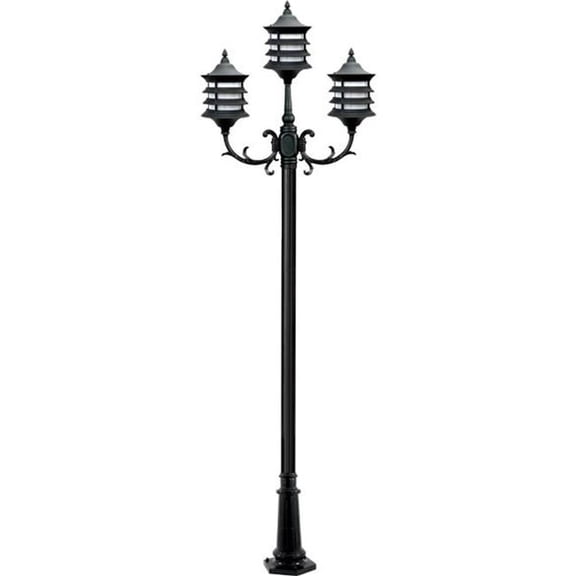 Dabmar Lighting GM1823-L18-RGBW-B 86V-265V E26 3X LED 6W RGBW Cast Aluminium 3 Post Top Light Fixture Pole Plus Base, Black