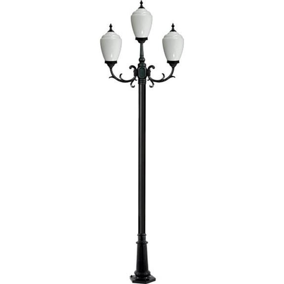 Dabmar Lighting GM2853-L18-RGBW-B 86V-265V E26 3X LED 6W RGBW Cast Aluminium 3 Post Top Light Fixture Pole Plus Base, Black