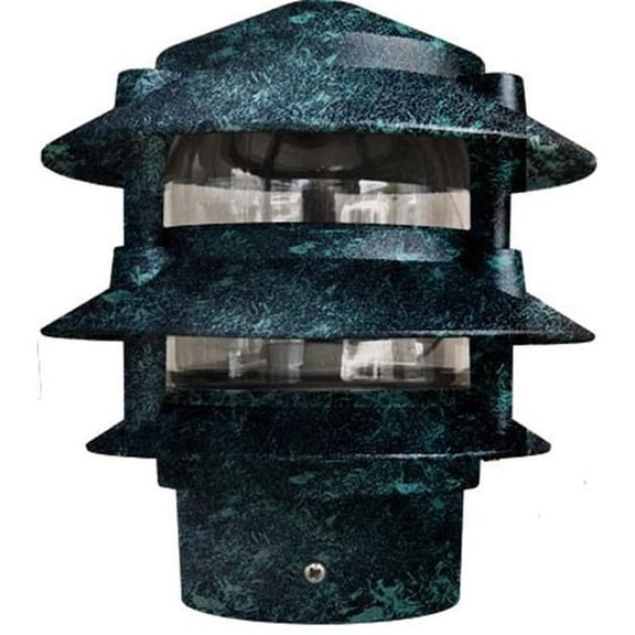 Dabmar Lighting D5000-L6-RGBW-3B-VG 120V E26 LED 6W RGBW Powder Coated 3-Tier Cast Aluminium Pagoda Light - 3 in. Base & 6 in. Top, Verde Green