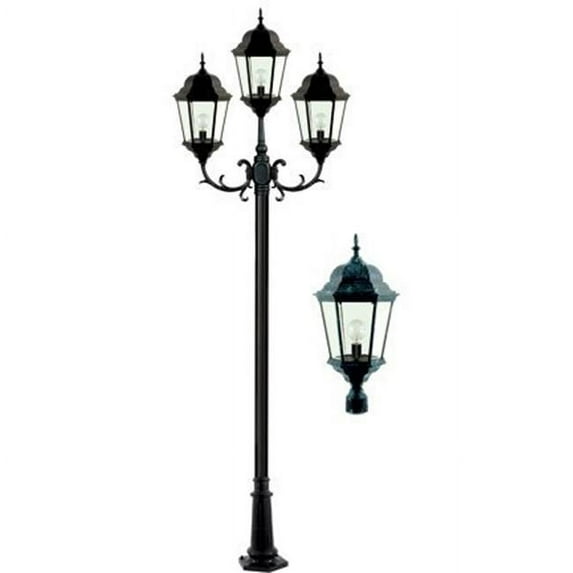 Dabmar Lighting GM2306-W 13 watt DL-S13-GU24 120 V 3 Light Post Fixture with Clear Glass, Black, Bronze, Verde Green & White