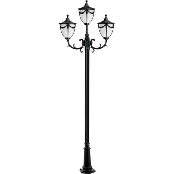 Dabmar Lighting GM4803-L18-RGBW-B 86V-265V E26 3X LED 6W RGBW Cast Aluminium 3 Post Top Light Fixture Pole Plus Base, Black