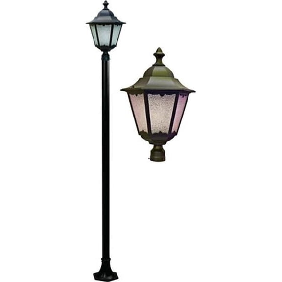 Dabmar Lighting GM8121-L20-50K-BZ 120V-277V G24 LED 20W 50K Cast Aluminium 1 Post Top Light Fixture Pole Plus Base, Bronze