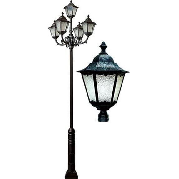 Dabmar Lighting GM8125-L150-65K-VG 85V-265V E26 5X LED 30W 65K Cast Aluminium 5 Post Top Light Fixture Pole Plus Base, Verde Green
