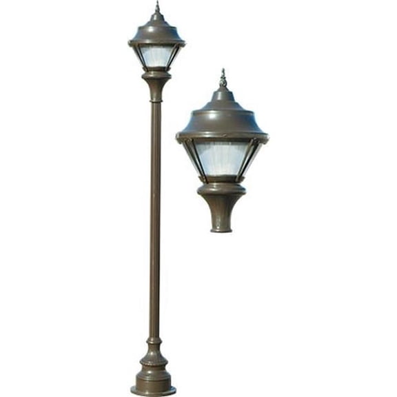 Dabmar Lighting GM9001-L30-65K-BZ 85V-265V E26 LED 30W 65K Cast Aluminium 1 Post Top Light Fixture Pole Plus Base, Bronze