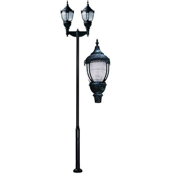 Dabmar Lighting GM9102-L108-30K-VG 120V-277V E39 2X LED 54W 30K Cast Aluminium 1 Post Top Light Fixture Pole Plus Base, Verde Green