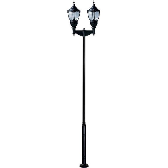 Dabmar Lighting GM9102-L108-50K-B 120V-277V E39 2X LED 54W 50K Cast Aluminium 1 Post Top Light Fixture Pole Plus Base, Black