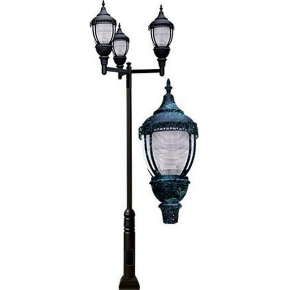 Dabmar Lighting GM9102-VG-MT Cast Aluminum Acorn Post Top Fixture 300W 3 x 100W High Pressure Sodium & Mogul Base Multi-Tap - Verde Green