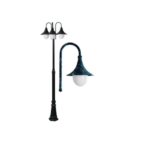 Dabmar Lighting GM9903-L18-60K-VG 120V E26 3X LED 6W 60K Cast Aluminium 3 Post Top Light Fixture Pole Plus Base, Verde Green