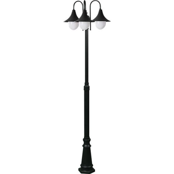 Dabmar Lighting GM9903-L18-RGBW-B 86V-265V E26 3X LED 6W RGBW Cast Aluminium 3 Post Top Light Fixture Pole Plus Base, Black