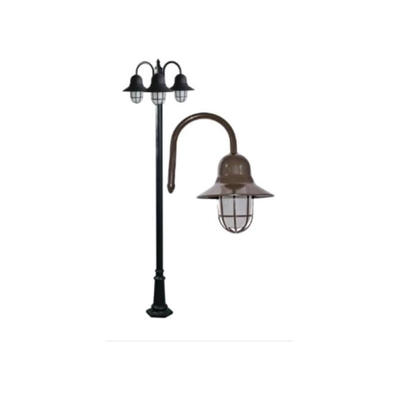 Dabmar Lighting GM9913-L18-RGBW-BZ 86V-265V E26 3X LED 6W RGBW Cast Aluminium 3 Post Top Light Fixture Pole Plus Base, Bronze
