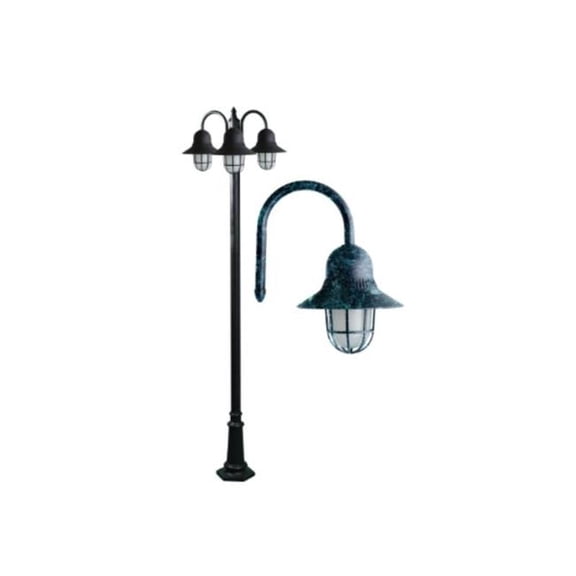 Dabmar Lighting GM9913-L18-RGBW-VG 86V-265V E26 3X LED 6W RGBW Cast Aluminium 3 Post Top Light Fixture Pole Plus Base, Verde Green