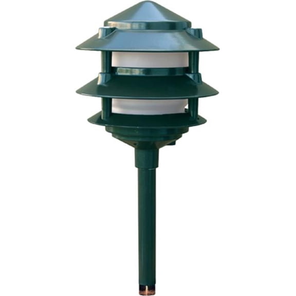 Dabmar Lighting LV-LED102-G Cast Aluminum Three Tier LED Pagoda Light, Green - 13.33 x 5.85 x 5.85 in.