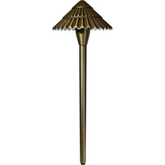 Dabmar Lighting LV48-L3-30K-WBS 12V G4 LED 3W 30K Cast Brass Ribbed Path Light, Weathered Brass