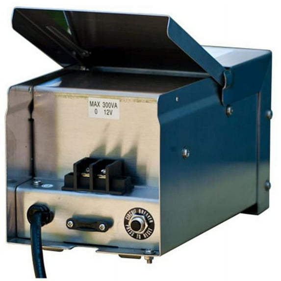 Dabmar Lighting Magnetic 300 Watt Low Voltage Buck Boost Transformer with Power Cord, Stainless Steel