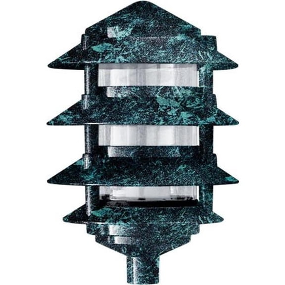Dabmar Lighting D5100-L12-40K-VG Powder Coated 4-Tier Cast Aluminum Pagoda Light - 0.5 in. Base & 6 in. Top, Verde Green