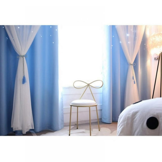 Daboom Light Blocking Geometric Line Print Blackout Curtains, Thermal Insulated Window Treatment Panels(Blue,39.37*78.74")