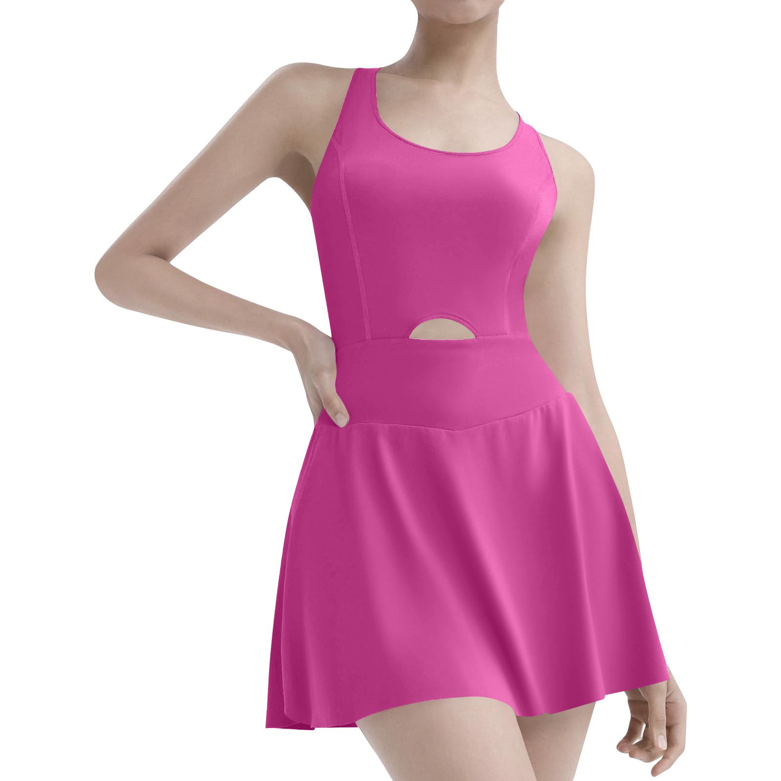 Dabozhi Golf Skirts Womens Solid Color Sports Rompers Built In Shorts