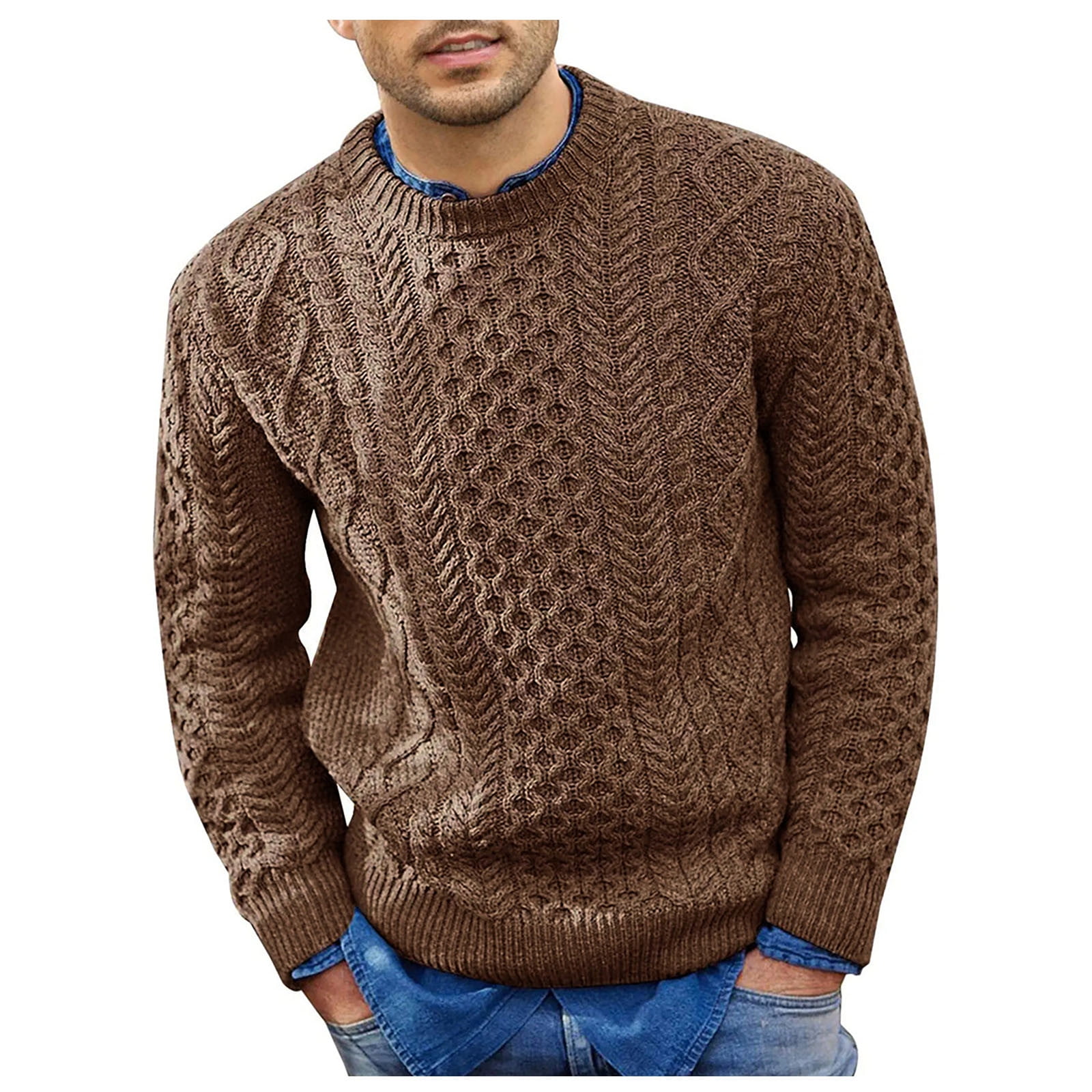 Dabozhi Suéter New! Men's Autumn Winter Comfy Sweater Long Sleeve Knit