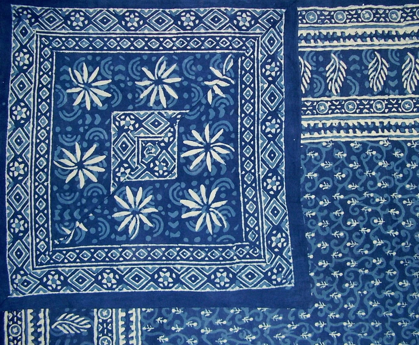 Dabu Block Print Reversible Duvet Cover Cotton 92" x 88" Fits Full-Queen Indigo Blue