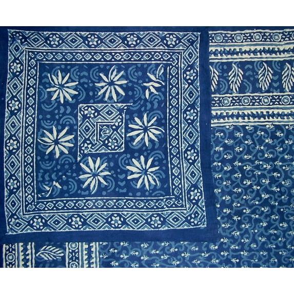 Dabu Block Print Reversible Duvet Cover Cotton 92" x 88" Fits Full-Queen Indigo Blue