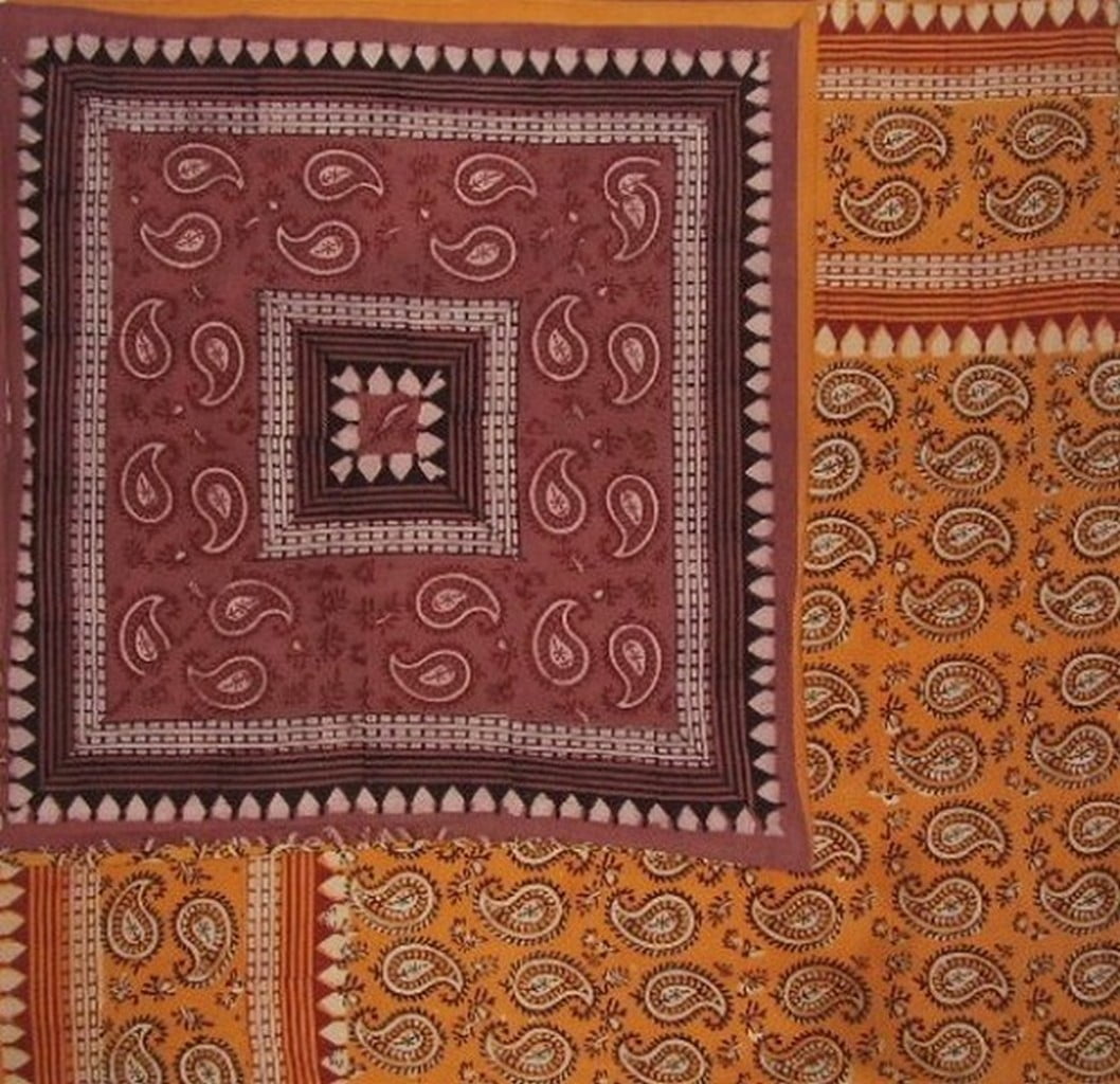 Dabu Block Print Reversible Duvet Cover Cotton  92" x 88" Fits Full-Queen Multi Color