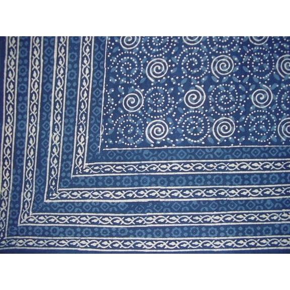 Dabu Indian Tapestry Cotton Spread 106" x 72" Twin Blue
