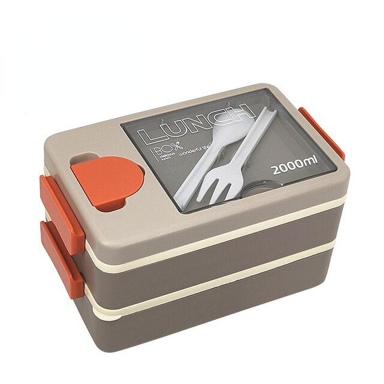 DabuLiu 2000ml 2 Layer Bento Box with Sauce Box Fork Spoon Bento Box