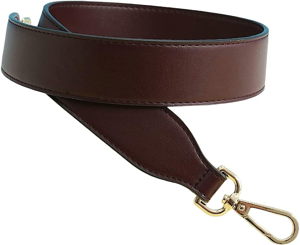 3.8cm Adjustable Brown Leather Purse Strap, Black Shoulder Handbag