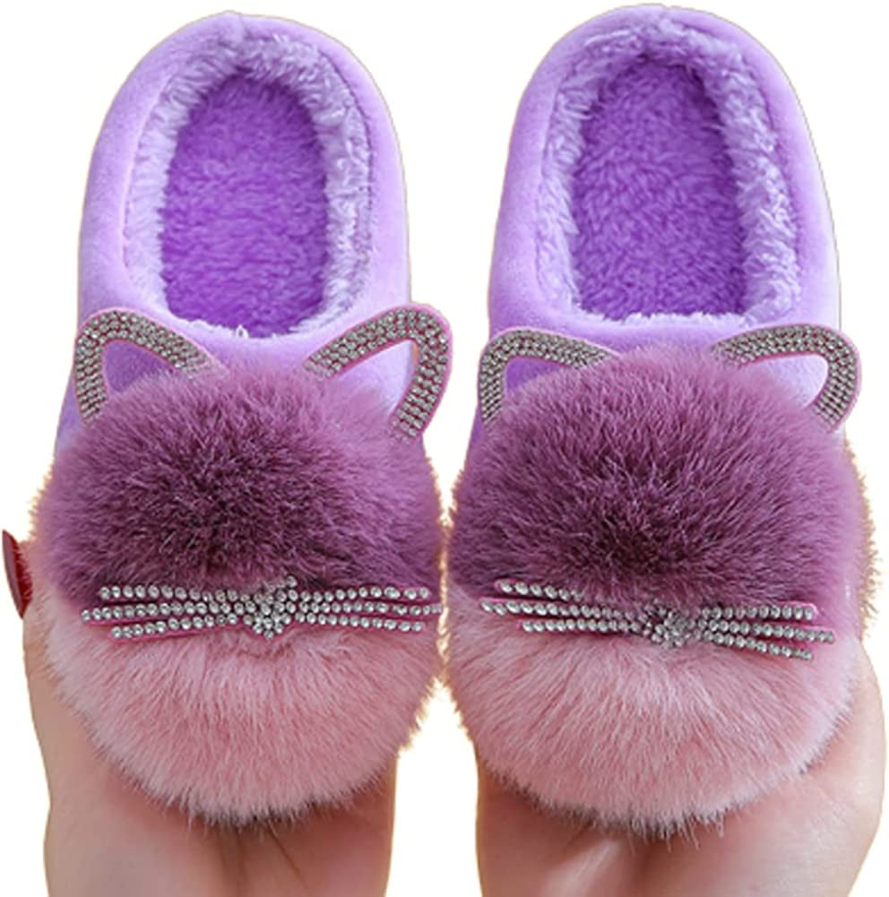 DabuLiu Toddler Slippers Girls Kids Slippers Cute Cat House Slipper