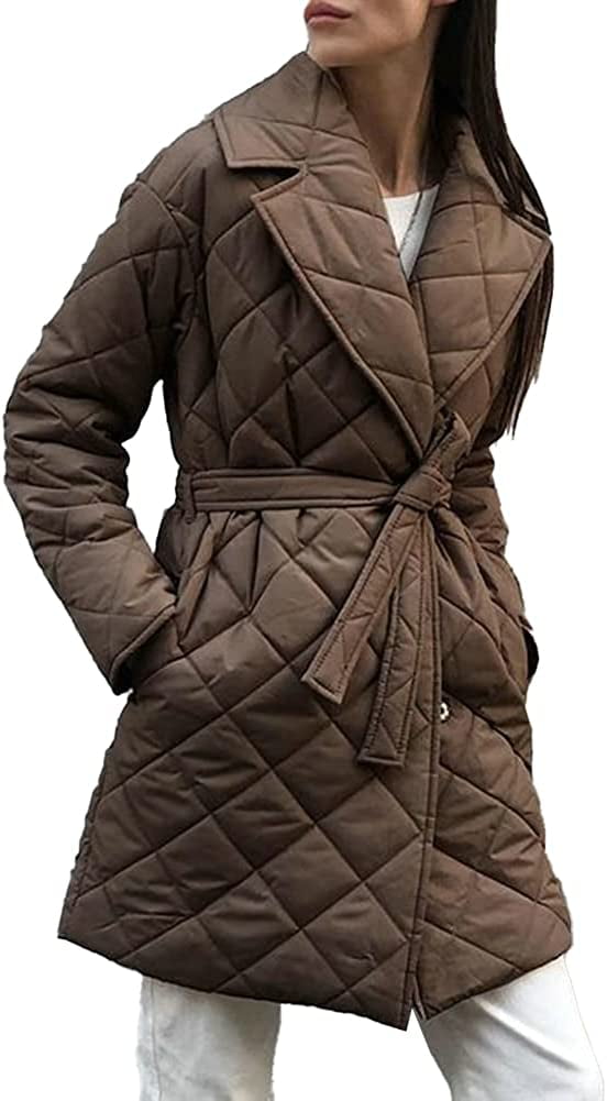 DabuLiu Women Vintage Warm Puffer Down Coat Thick Midlength Quilted Jacket Trendy Fall Winter