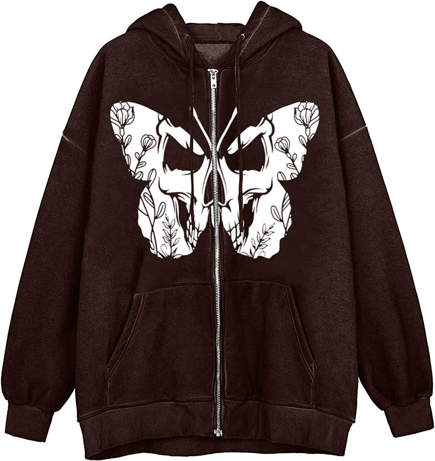 DabuLiu Womens Zip Up Hoodie Fashion Oversize Butterfly Hoodies Y2k ...