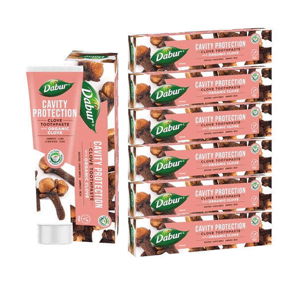 Dabur Clove Organic Toothpaste - 100ml (Pack of 6) | Cavity Protection Toothpaste | Prevent Cavities, Relieve Toothache & Maintain Oral Hygiene