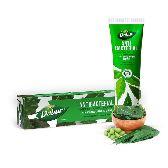 Dabur Neem Organic Toothpaste - 100ml | Antibacterial Natural Oral Care with Neem Extracts | for Fresh Breath & Healthy Teeth | Fluoride-Free Formula Fight Germs and Protect Gums
