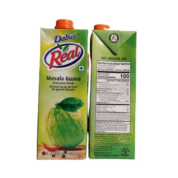 Dabur Real Masala Guava Fruit Juice Drink 1L (Pack of 2)