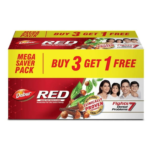 Dabur Red Toothpaste Cavity Protection, Plaque Removal for Whole Mouth Health 200gm Pack of 4