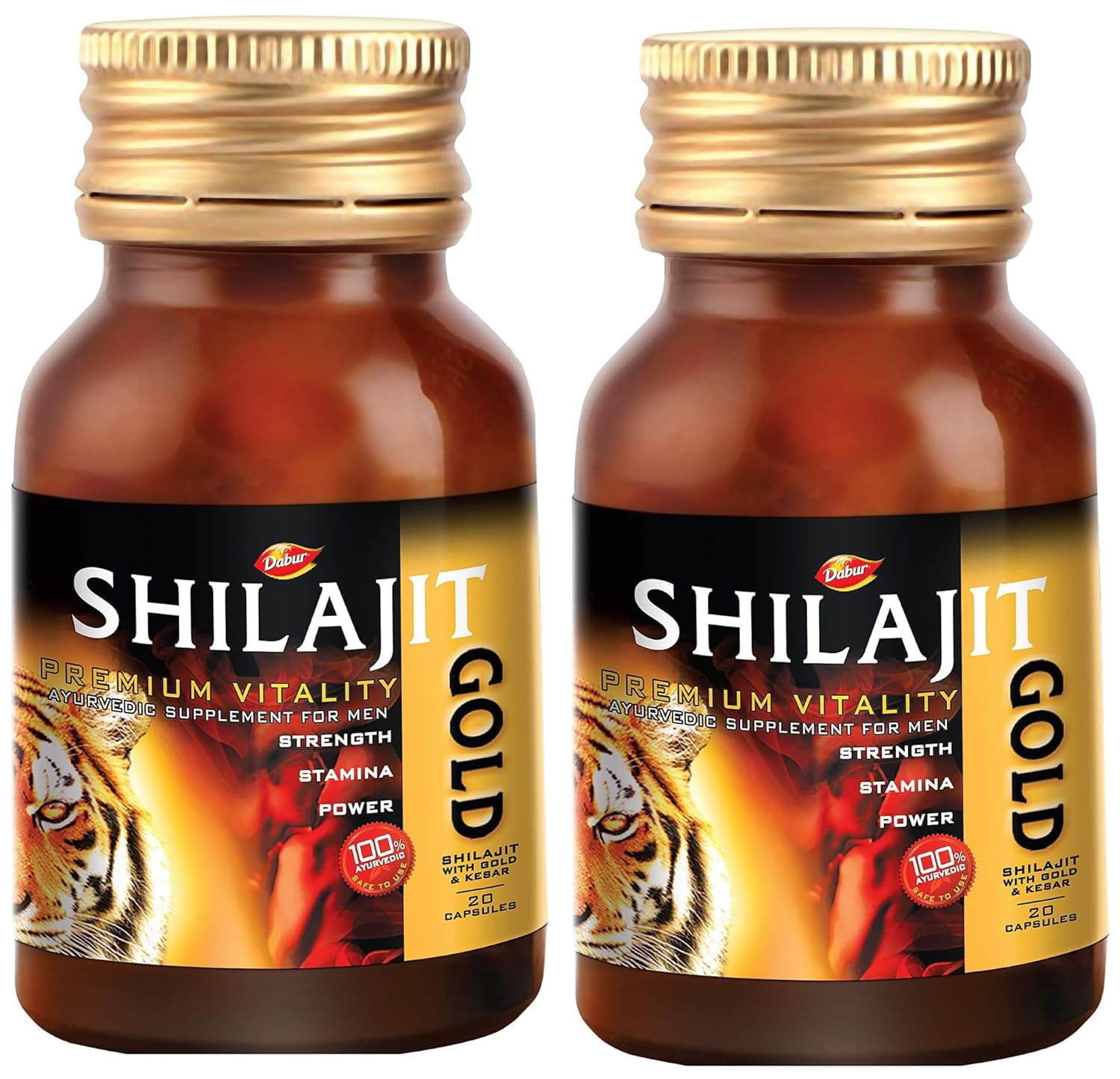 Dabur Shilajit Gold For Erectile Dysfunction Dabur Shilajit Gold 20 Capsule For Men (Pack of 2) - Walmart.com