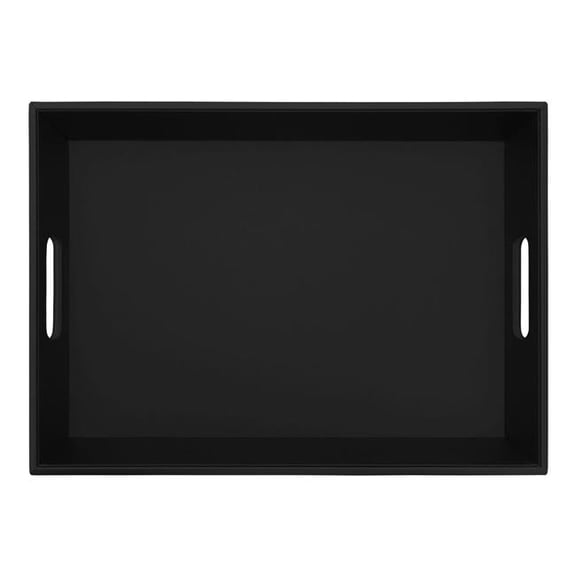 Dacasso AG-1033 Classic Black Leather Serving Tray with Handles