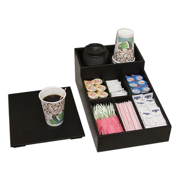 Dacasso AG-1328 Black Leatherette Coffee Condiment Organizer