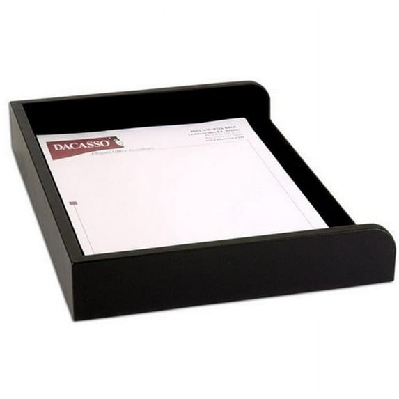 Dacasso Black Leather Side Load Letter Tray